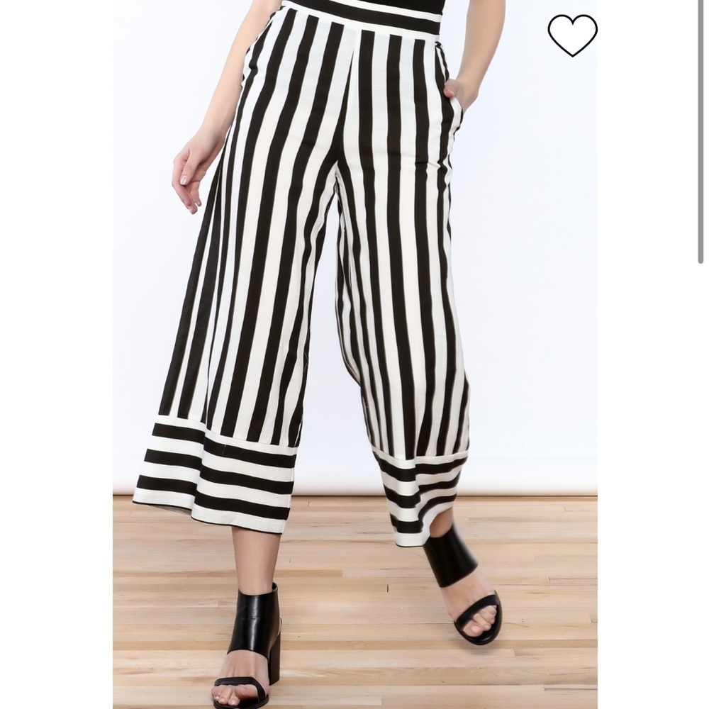 Do+Be Stripe Wide Leg Slit Pants Small H
